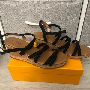 New Style & Co. Black Wedge Sandals